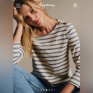 SEZANE Colette Marinière nautical striped cotton top, size large